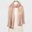 Women's Window Pane Oblong Scarf - A New Day Brown One Size, Women's