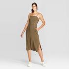 Women's Sleeveless Square Neck Side Button Midi Dress - Xhilaration Olivexs, Women's, Green