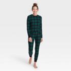 Women's Plaid Thermal Pajama Set - Stars Above Green