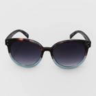 Women's Animal Print Tortoise Print Round Sunglasses - A New Day Blue, Women's, Size: Small, Blue/green