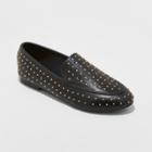 Women's Yari Wide Width Faux Leather Studded Loafers - A New Day Black 6w,