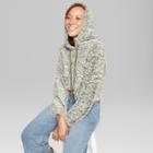 Women's Long Sleeve Fuzzy Pullover Hoodie - Wild Fable Moss