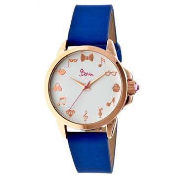 Women's Boum Rendezvous Synthetic Leather Strap Watch- Blue