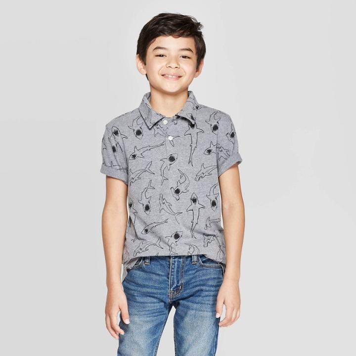 Boys' Short Sleeve Polo Shirt - Cat & Jack Charcoal