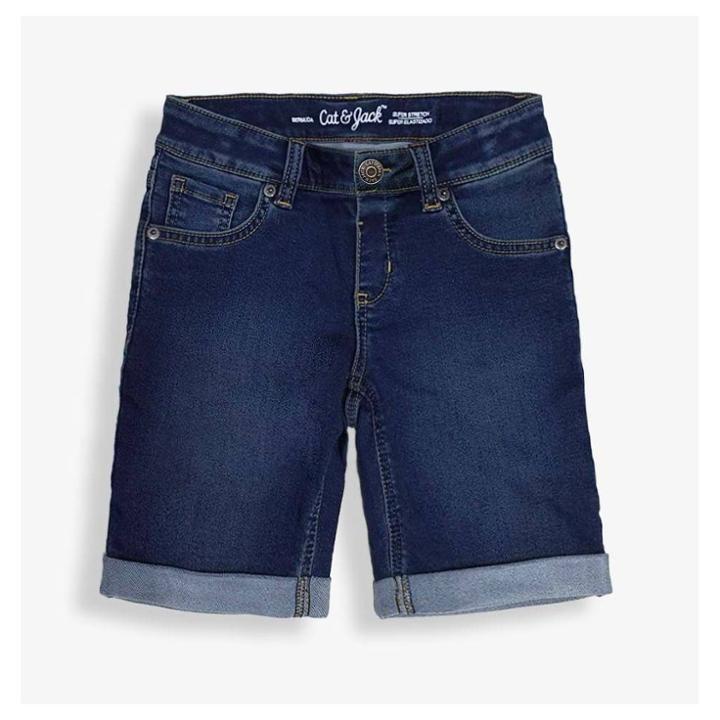 Girls' Bermuda Jean Shorts - Cat & Jack Dark Wash L Plus, Dark Blue