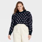 Women's Plus Size Polka Dot Mock Turtleneck Pullover Sweater - Who What Wear Black