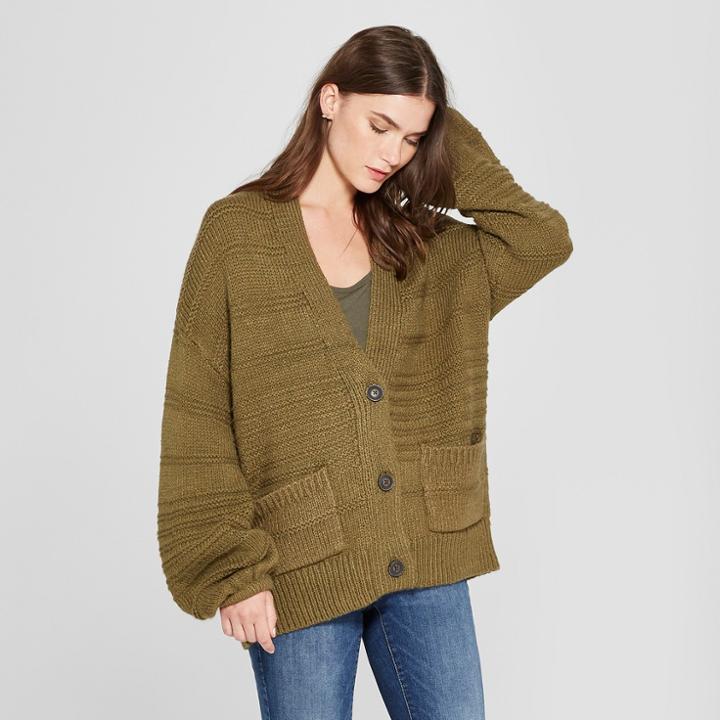 Women's Textured Button Cardigan - Universal Thread Olive