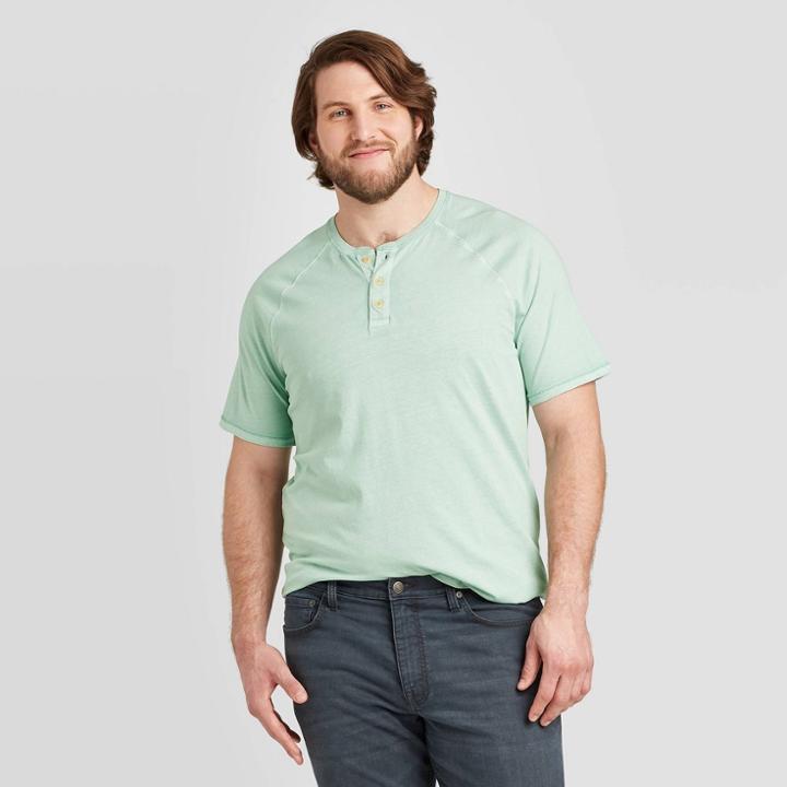 Men's Tall Standard Fit Short Sleeve Henley Shirt - Goodfellow & Co Green