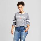 Modern Lux Women's Plus Size Long Sleeve You Break It You Buy It Varsity Graphic T-shirt Navy 3x - Modern