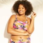 Plus Size Women's Plus Tortoise Ring Bralette Bikini Top - Xhilaration Blush Tropical
