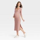 The Nines By Hatch 3/4 Sleeve Ribbed Jersey Maternity Dress Pink