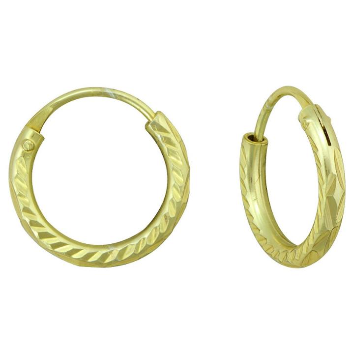 Target Girls' Gold Over Sterling Silver Small Diamond Cut Endless Hoop Earring