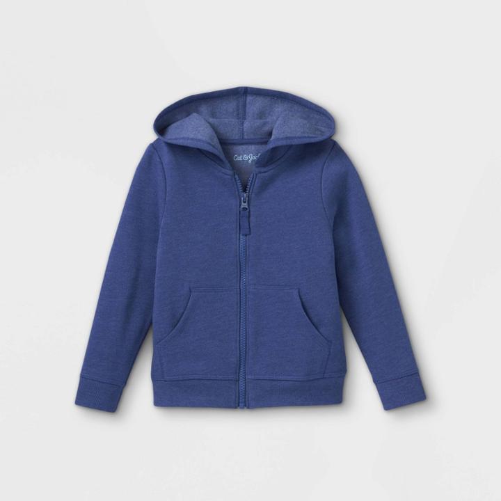 Toddler Girls' Solid Fleece Zip-up Hoodie Sweatshirt - Cat & Jack Navy