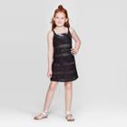 Girls' Enchanted Crochet Cover Up Dress - Art Class Black