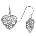 Distributed By Target Women's Filigree Heart Drop Earrings In Sterling Silver - Gray