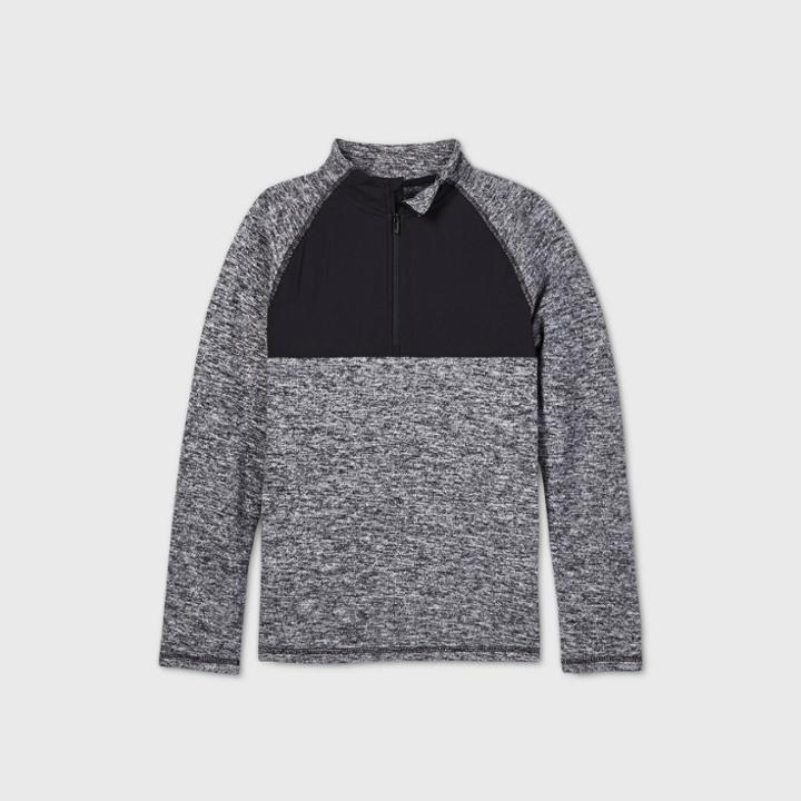 Boys' Fleece 1/4 Zip Pullover Sweatshirt - All In Motion Black