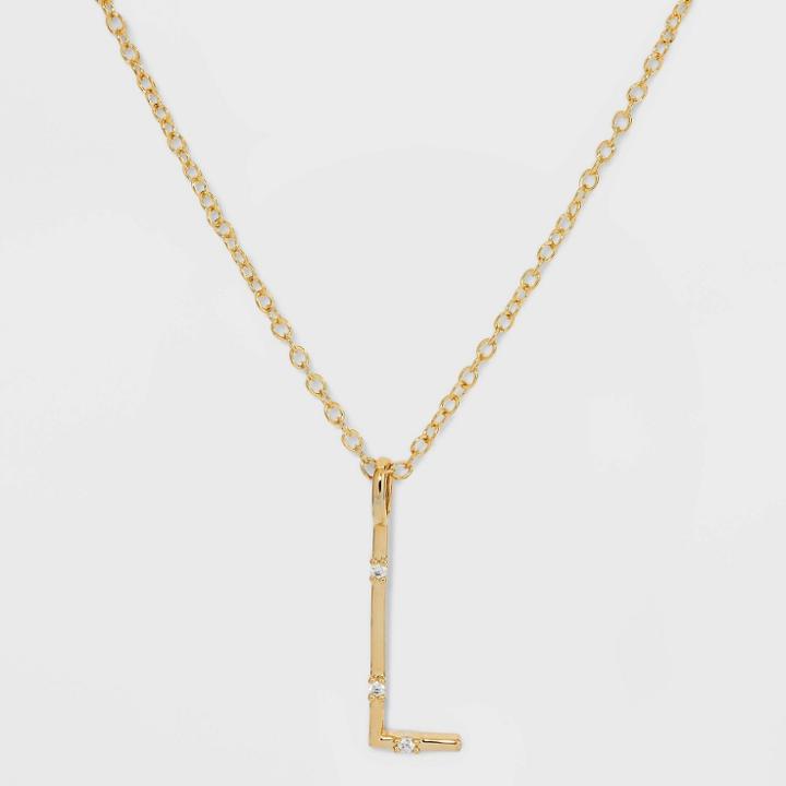 Gold Over Silver Plated Cubic Zirconia 'l' Initial Pendant Necklace - A New Day Gold