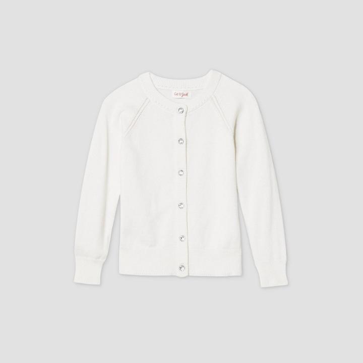 Toddler Girls' Crew Neck Cardigan - Cat & Jack Cream