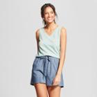 Women's Loose Fit V-neck Tank - A New Day Mint (green)