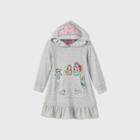 Toddler Girls' Disney Princess Cosplay Long Sleeve Hooded Fleece Dress - Gray