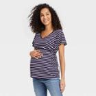Flutter Short Sleeve Tie-waist Maternity Top - Isabel Maternity By Ingrid & Isabel Blue