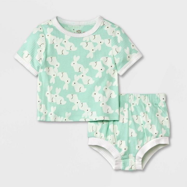 Baby Bunny Short Sleeve Top & Shorts Set - Cat & Jack Blue Newborn