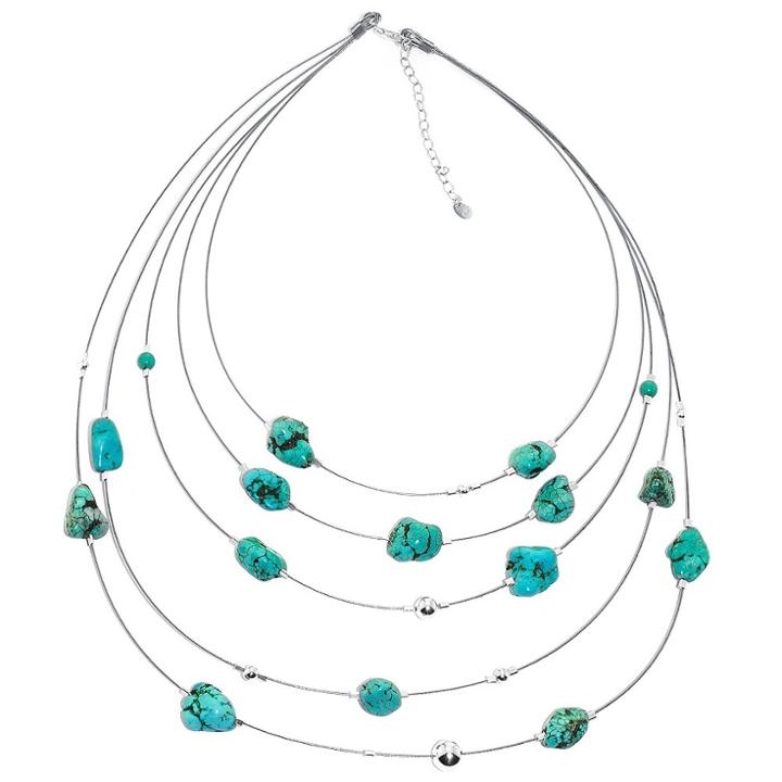 Distributed By Target Sterling Silver Turquoise Illusion Layered Necklace - Turquoise/silver ( 18), Turquoise/sterling