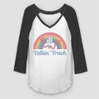 Toy Story Women's Forky Talkin Trash 3/4 Sleeve Raglan T-shirt (juniors') - White Charcoal Heather