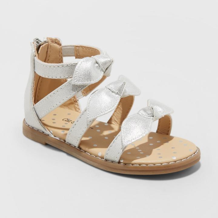 Toddler Girls' Darbi Two Piece Ghillie Slide Sandals - Cat & Jack Silver