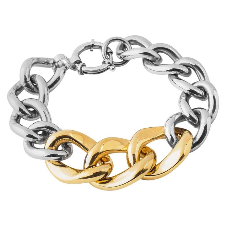 Elya West Coast Jewelry Two-tone Stainless Steel Curb Link Chain Bracelet, Girl's,