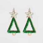 No Brand Tinsel Christmas Tree Drop Novelty Earrings - Green, Women's,