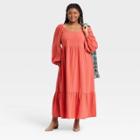 Women's Plus Size Balloon Long Sleeve Dress - Universal Thread Red