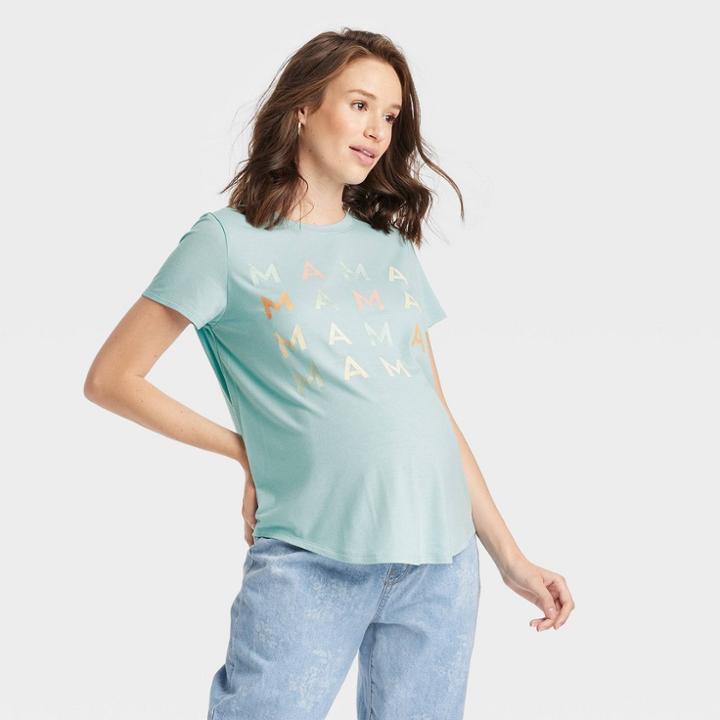 Short Sleeve Mama Graphic Maternity T-shirt - Isabel Maternity By Ingrid & Isabel Blue