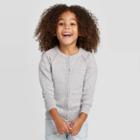 Toddler Girls' Crew Neck Long Sleeve Cardigan - Cat & Jack Gray 12m, Toddler Girl's