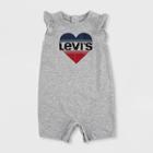 Levi's Baby Girls' Ruffle Sleeve Romper - Light Gray Heather Newborn