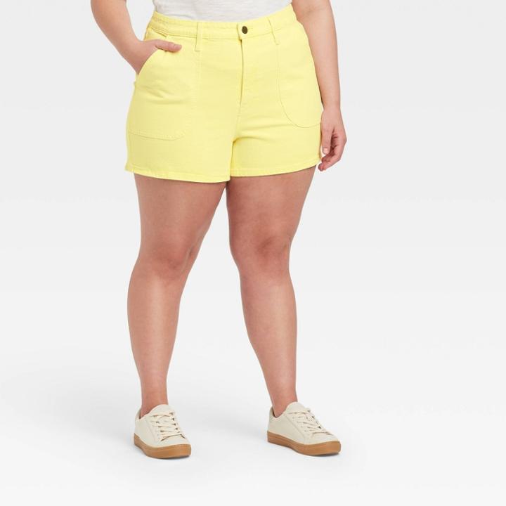 Women's Plus Size High-rise Carpenter Shorts - Universal Thread Yellow