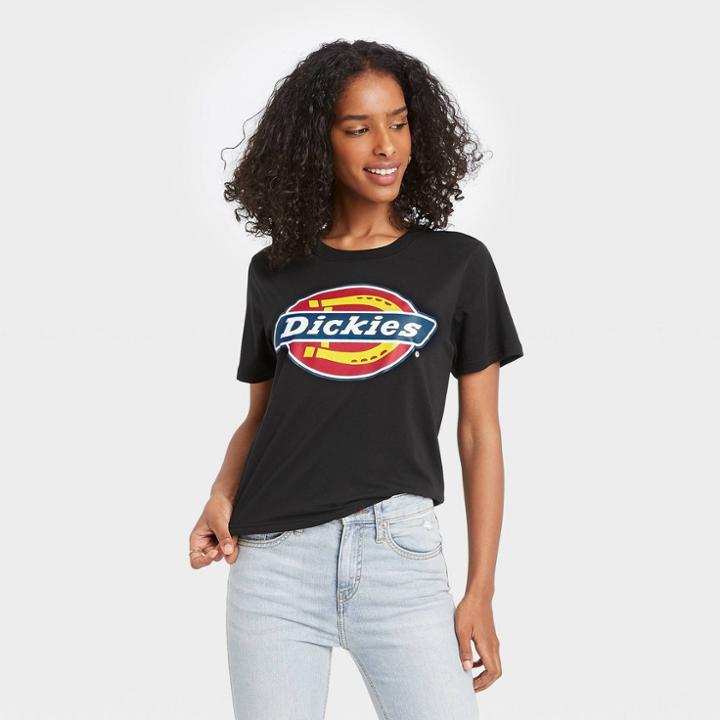 Women's Dickies Logo Cropped Short Sleeve Graphic T-shirt - Black