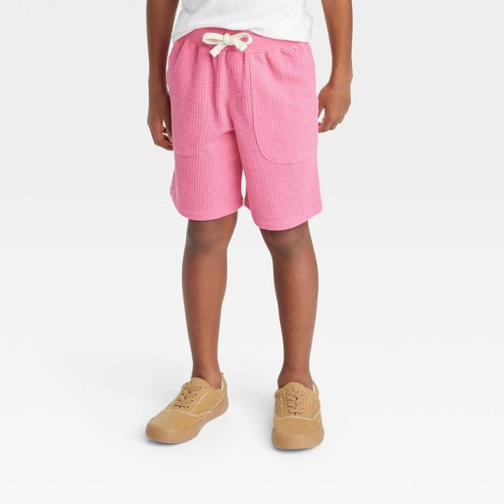 Boys' Waffle Knit 'above The Knee' Pull-on Shorts - Cat & Jack Pink