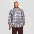 Men's Tall Plaid Standard Fit Flannel Long Sleeve Button-down Shirt - Goodfellow & Co Cement