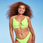 Women's Lace-up Longline Bralette Bikini Top - Wild Fable Neon Green Xxs