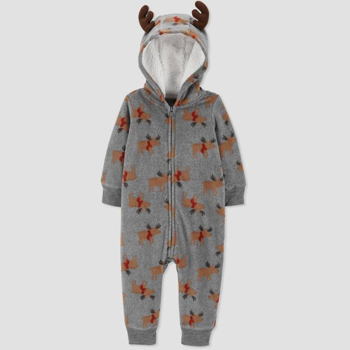Baby Boys' Moose Romper - Just One You Made By Carter's Brown/gray Newborn