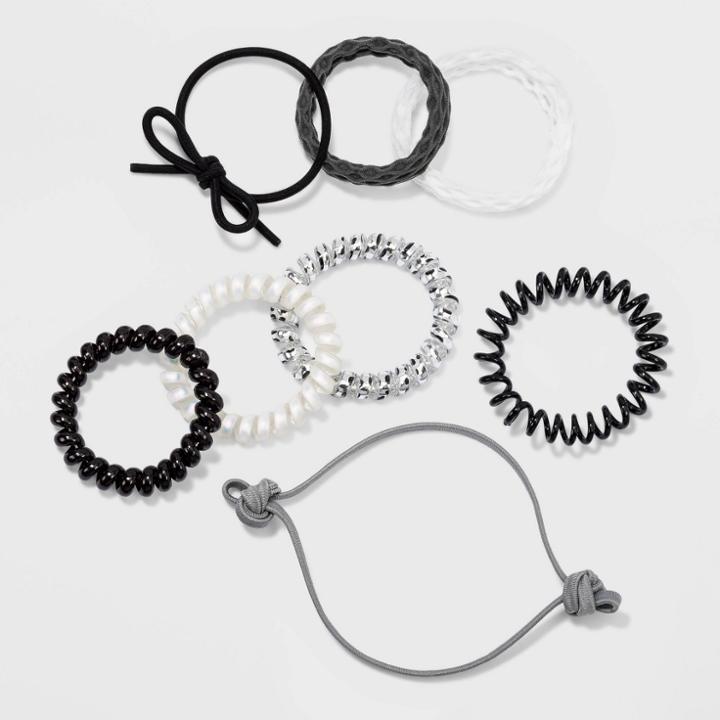 Multi Bright Coils And Hairband Hair Elastics 8pc - Wild Fable Black