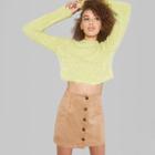 Women's Faux Suede Button Front Mini Skirt - Wild Fable Heather Gray