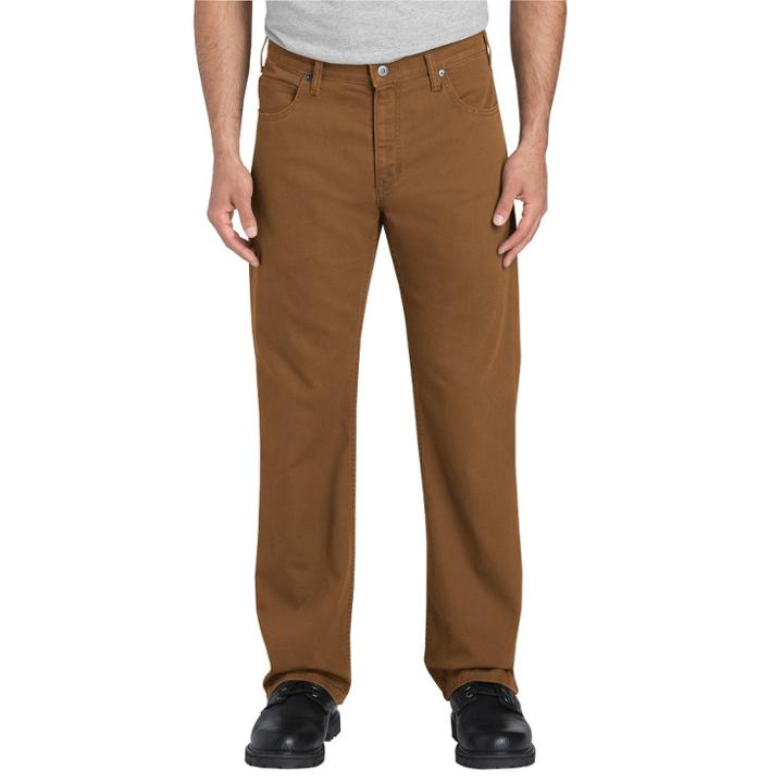 Dickies Men's Big & Tall Tough Max Flex Regular Straight Fit Duck Canvas 5-pocket Pants - Brown