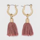 Tassel Hoop Earrings - Universal Thread Pink