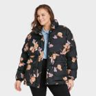 Women's Plus Size Puffer Jacket - Who What Wear Black Floral