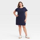 Women's Plus Size Short Sleeve T-shirt Dress - Ava & Viv Navy