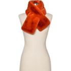 Women's Mini Faux Fur Pull Through Scarf - A New Day Rust (red)