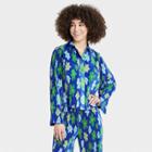 Black History Month Target X Sammy B Women's Cropped Button-down Shirt - Blue Floral