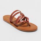 Women's Maritza Multi Strap Toe Wide Width Slide Sandal - Universal Thread Cognac (red) 8w,